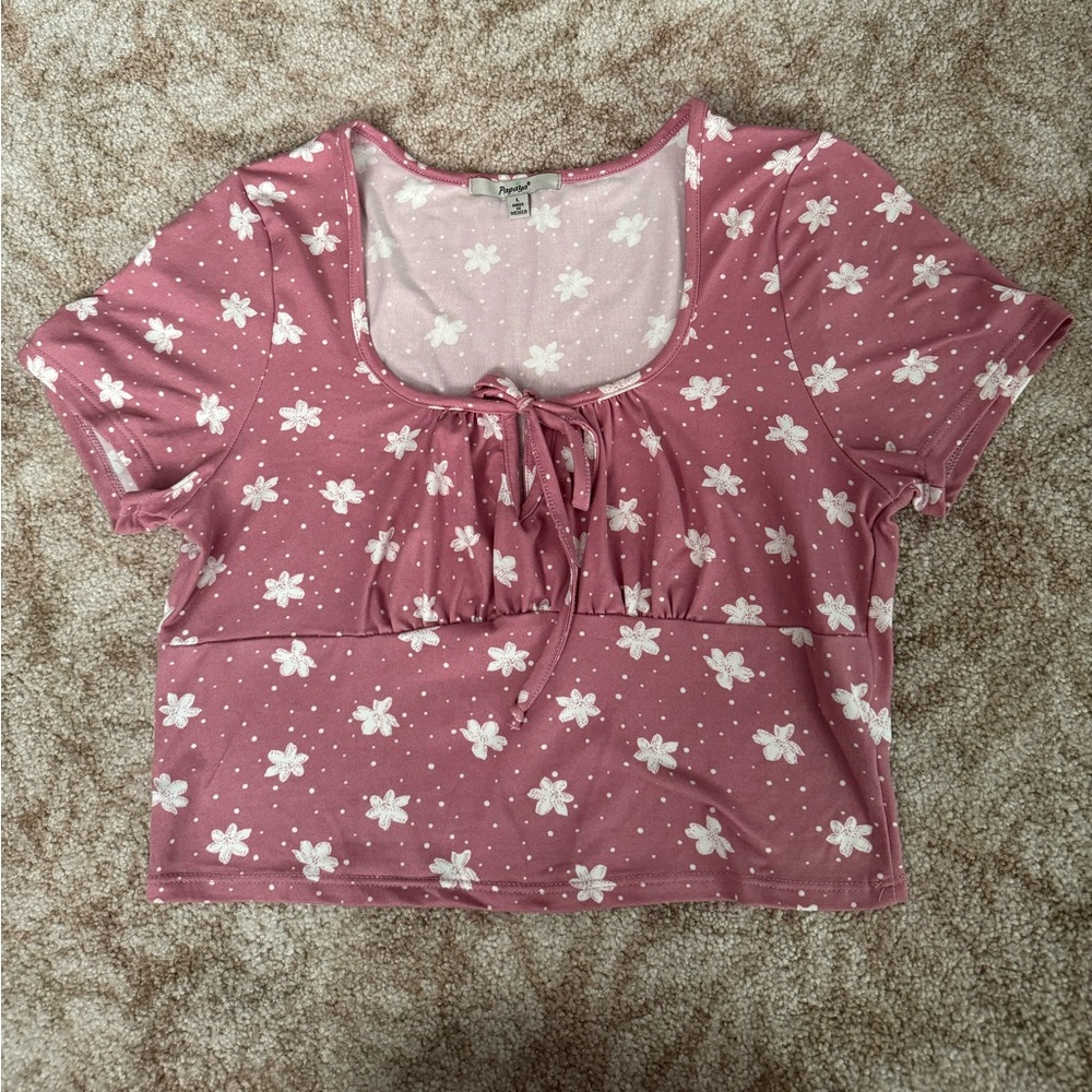 large Papaya pink keyhole cropped blouse